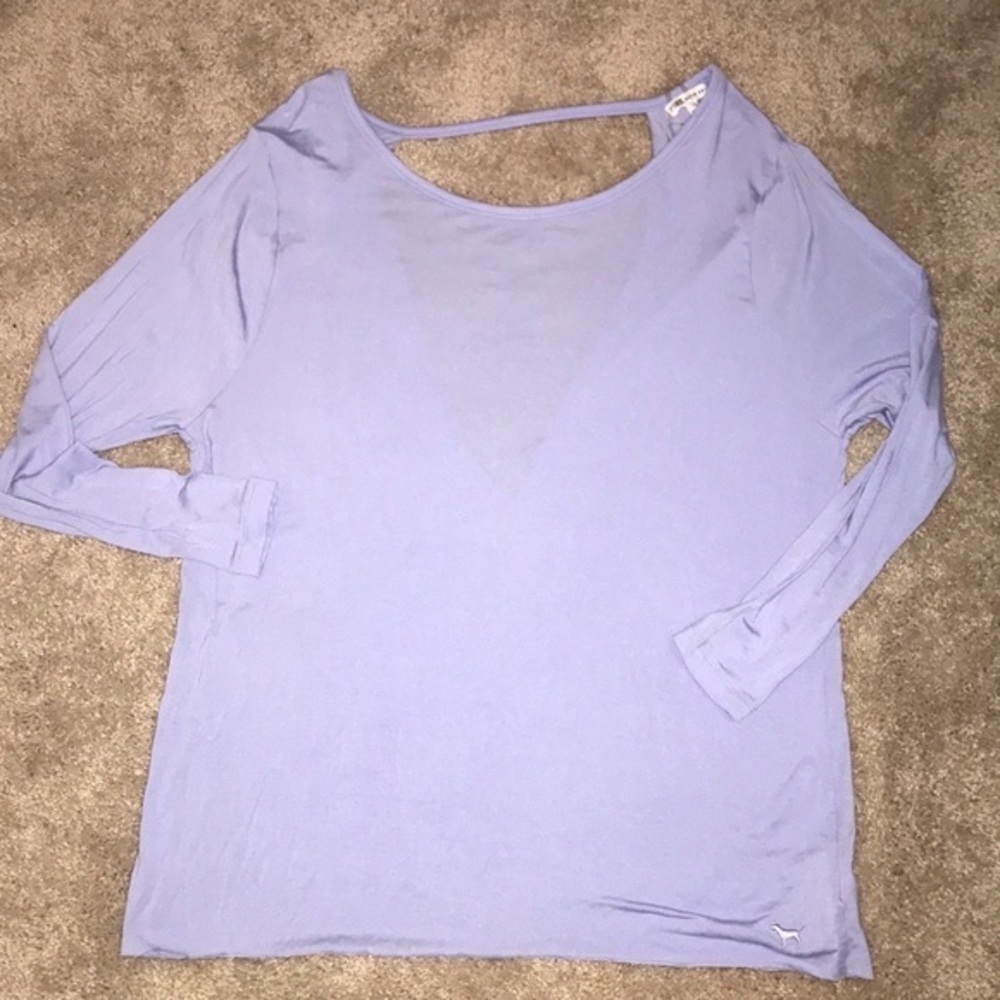 🆕 VS Pink  Open Back periwinkle Blue Long Sleeve - Picture 8 of 9